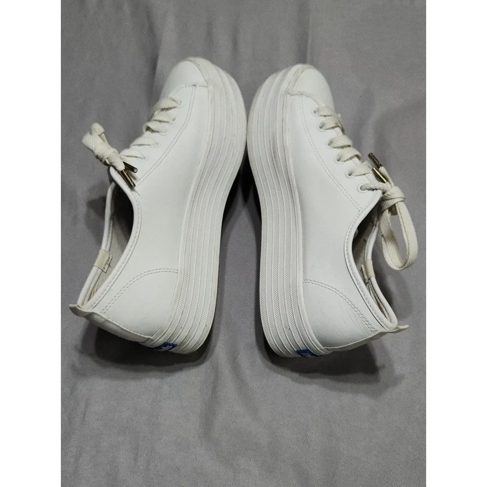 Keds Triple Up White Leather Platform Sneakers Womens 7.5 WH61626 Low Top